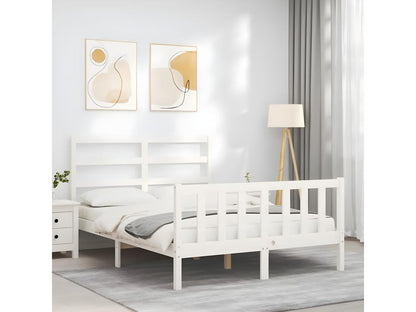 Bed frame without mattress, white, 140x200 cm, solid pine wood