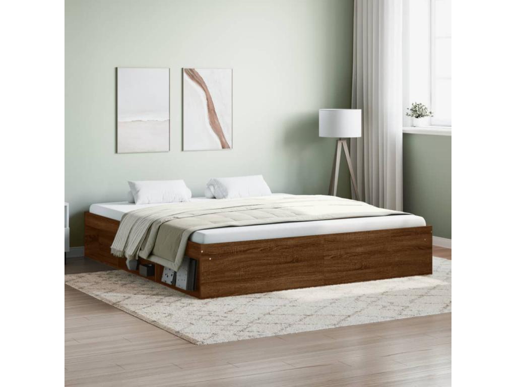 Bed frame without mattress, brown oak, 180x200 cm