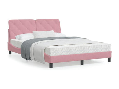 Bed frame with headboard, pink, 140x200 cm, velvet