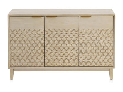 3-door sideboard with beige oak veneer and beige finish