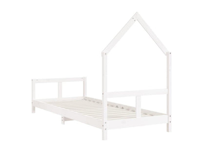 White children's bed frame 80x200 solid pine wood