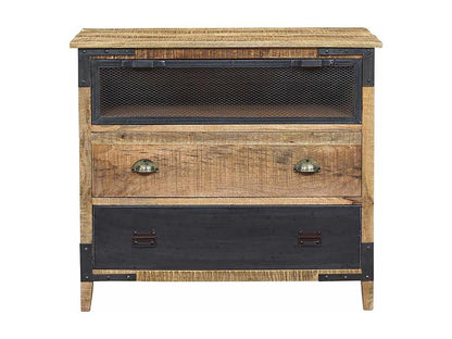 3-Drawer Chest of Drawers in Raw Wood and Metal - Mango Wood Farm