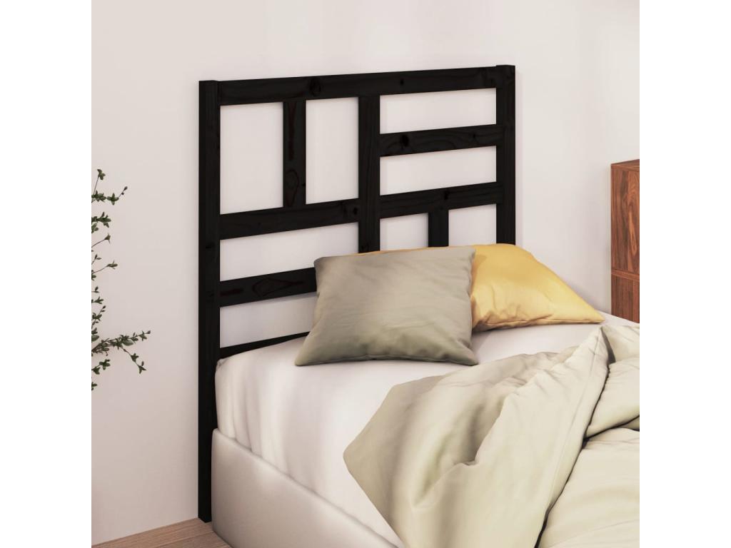 Black headboard 106x4x104 cm Solid pine wood