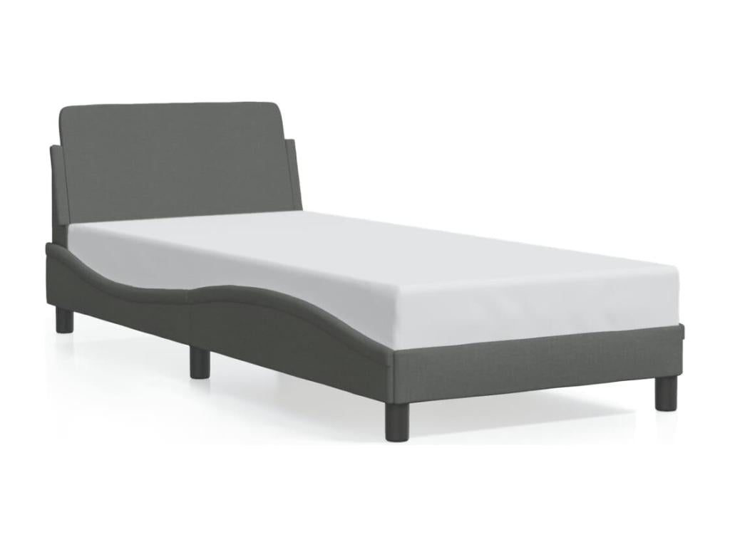 Dark grey bed frame without mattress, 90x200 cm, fabric