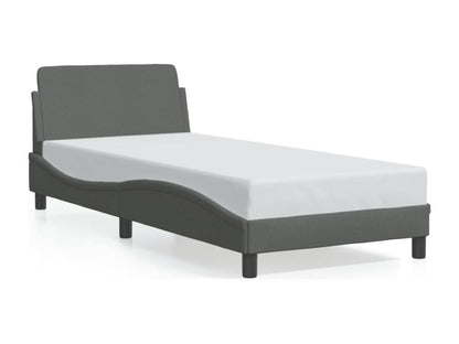 Dark grey bed frame without mattress, 90x200 cm, fabric