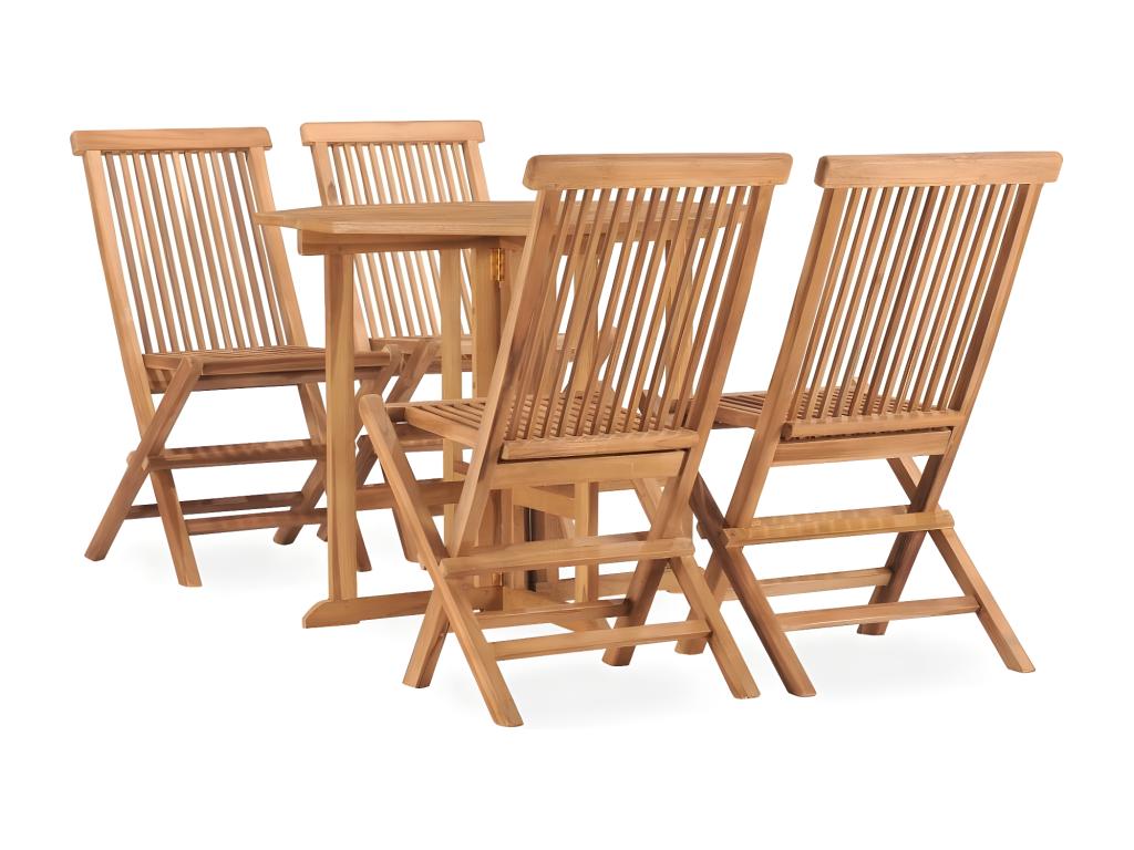 5-piece folding outdoor dining set, solid teak wood