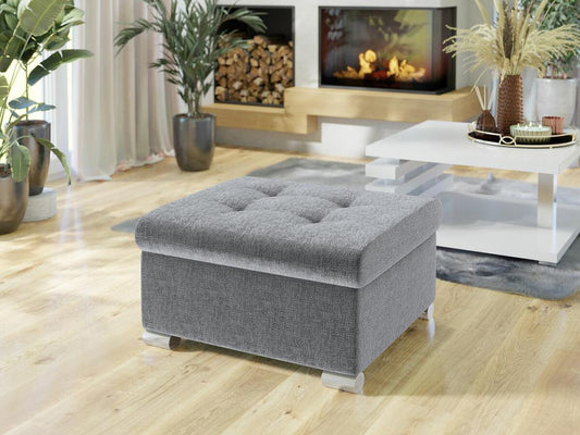 Homzora 115 Grey Pouf 41x68x70cm Upholstery Plastic Legs