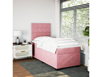 Homzora bed base and mattress, Pink 80x200 cm Velvet