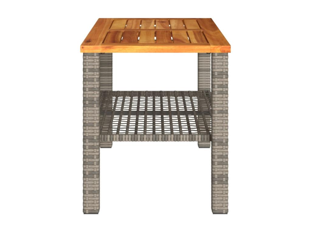 Grey garden table 70x38x42 cm woven resin and wood Meubiana