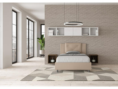 Doucezen 1.5-person bed without slatted base, upholstered in faux leather.