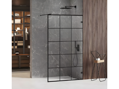 Black screen-printed walk-in shower screen 140 cm Meubiana BLACK