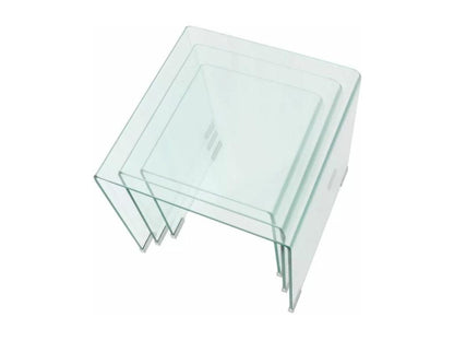 Niu Square Coffee Table with Clear Tempered Glass - Set of 3