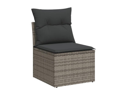 6-piece garden furniture set with grey resin wicker cushions
