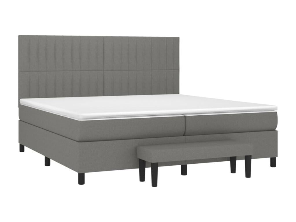Upholstered bed base with mattress, dark grey, 200x200cm, fabric