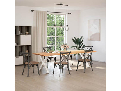 Rectangular light brown solid oak wood dining table