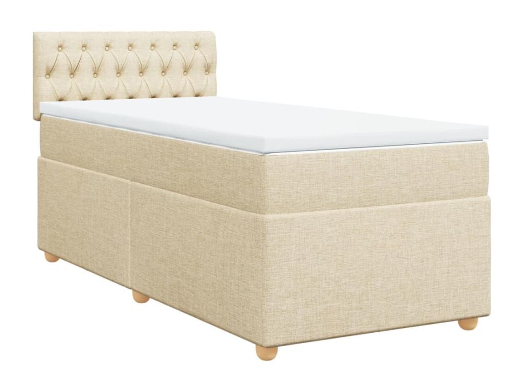 Homzora bed base and mattress, Cream, 90x190 cm, Fabric
