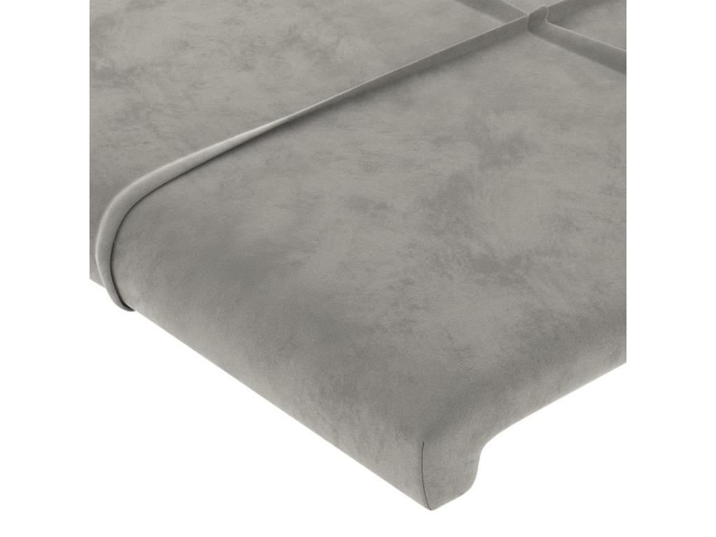 Headboard with wings, light grey, 163x23x78/88 cm, velvet