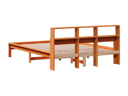 Bookcase bed without brown wax mattress 120x190cm solid pine