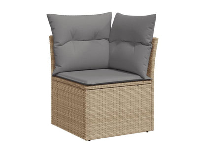 10-piece beige resin wicker garden furniture set with cushions