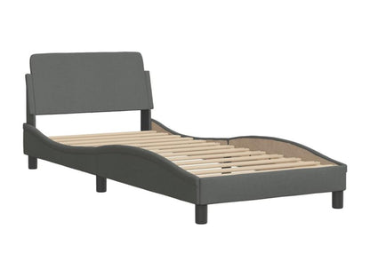Dark grey bed frame without mattress, 90x200 cm, fabric