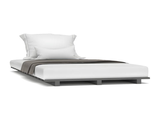Grey bed frame without mattress, 90x200 cm, solid pine wood
