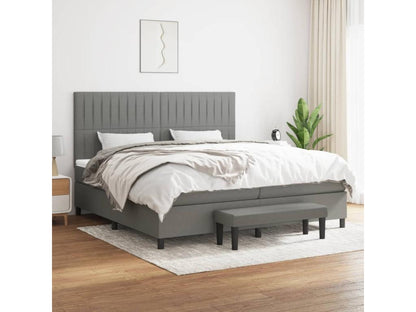 Upholstered bed base with mattress, dark grey, 200x200cm, fabric