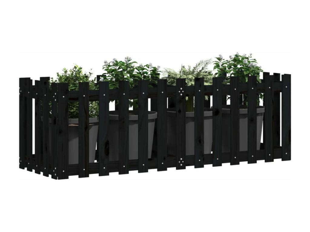 Raised garden bed with fence design, 150x50x50 cm, solid pine