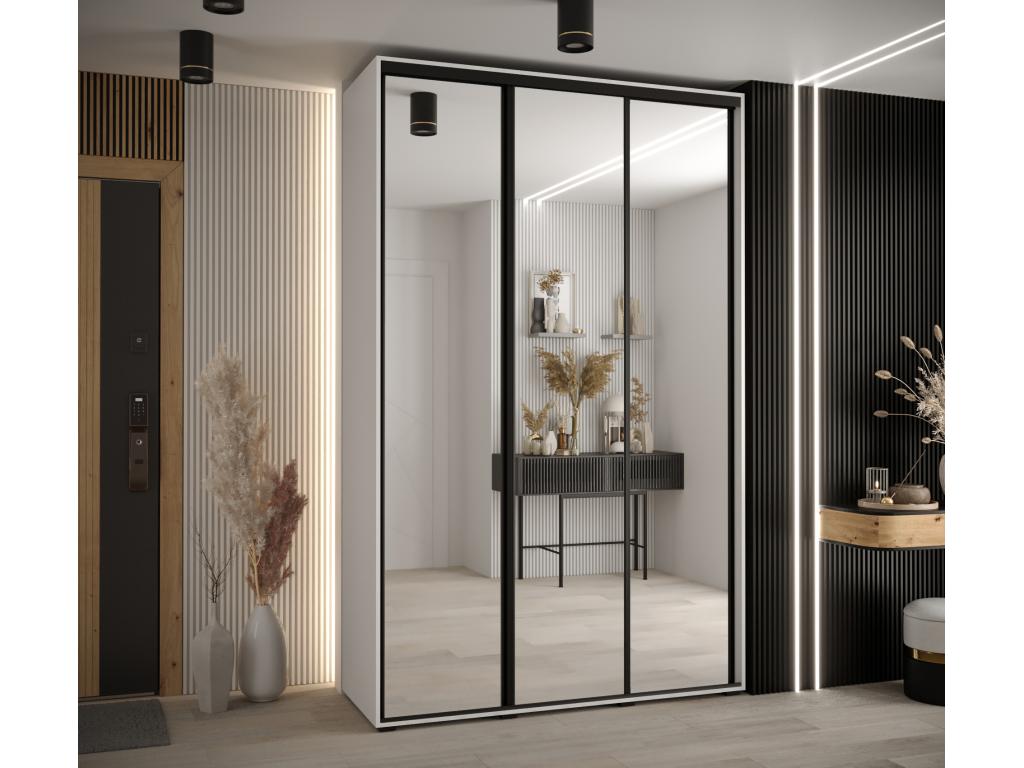 Homzora 2 Sliding Door Wardrobe 235.2/180/60 3 Doors White/White/Black