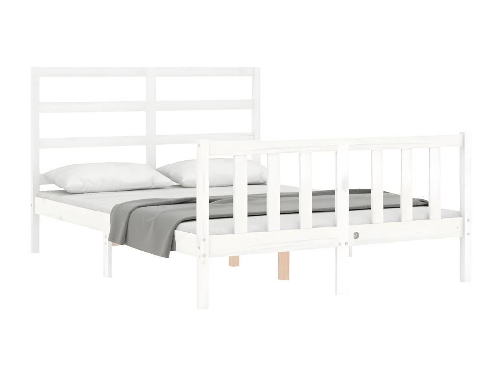 Bed frame without mattress, white, 140x200 cm, solid pine wood