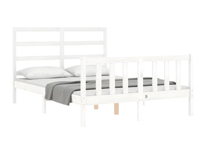 Bed frame without mattress, white, 140x200 cm, solid pine wood