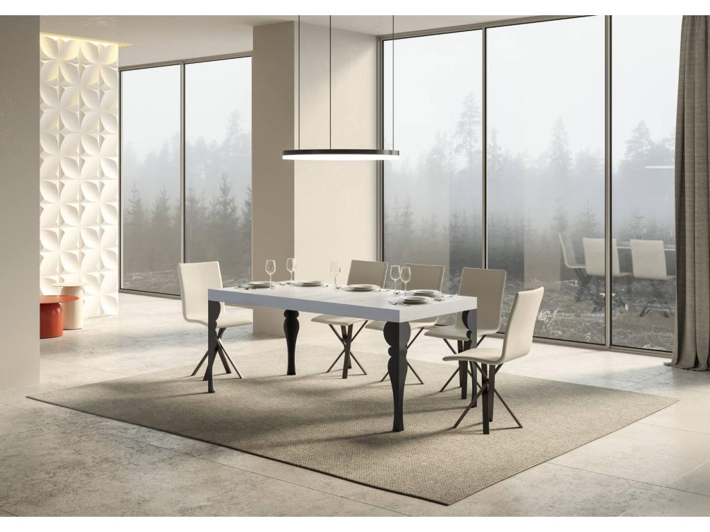 Paxon extendable table 80x160/244 cm, White Ash wood, Anthracite frame