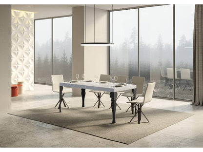 Paxon extendable table 80x160/244 cm, White Ash wood, Anthracite frame