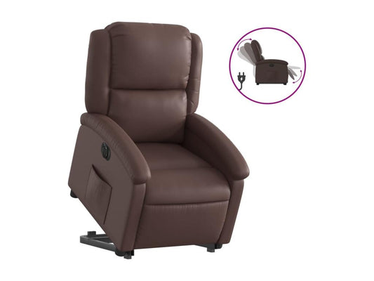 Brown faux leather electric recliner