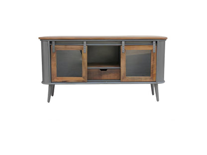 TV stand with 2 doors, 1 niche, and 1 drawer, wood/metal finish - Homzora