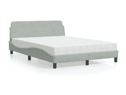 Bed with light grey mattress 120x200 cm velvet