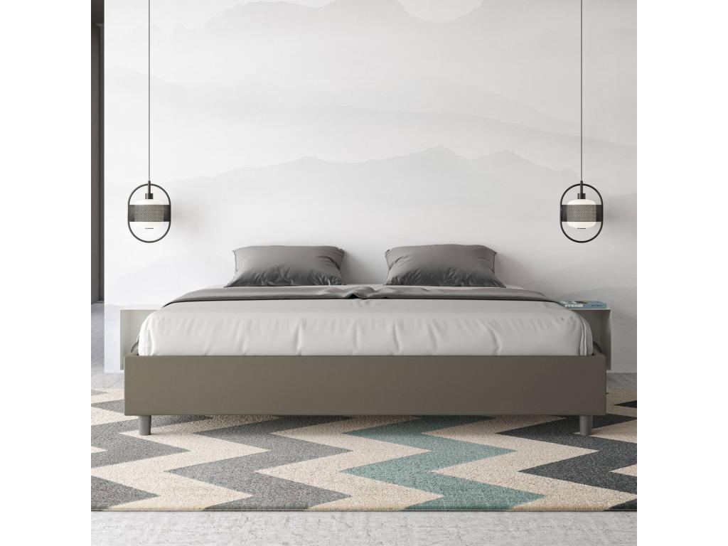 Meubiana bed frame, size without slatted base, upholstered, 200x210 cm, cappuccino faux leather, Meubiana