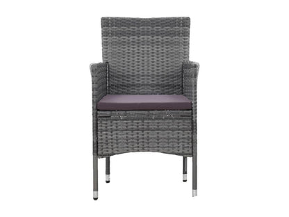 3-piece garden dining set, grey woven resin