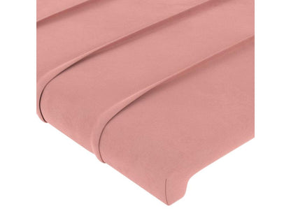 Bed with headboard, pink, 140x200 cm, velvet, 2