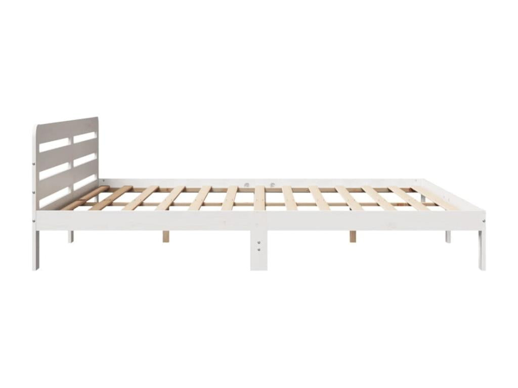 White bed frame without mattress, 180x200 cm, solid pine wood