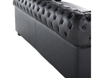 Meubiana Black Leather 4-Seater Living Room Set