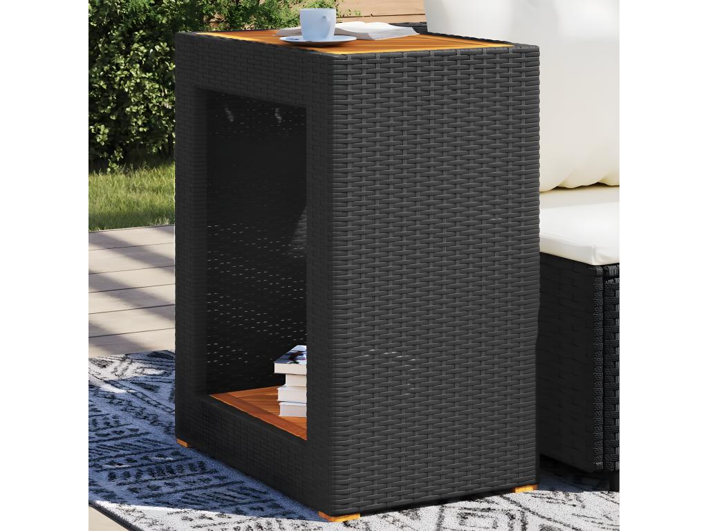 Meubiana Premium - Garden side table with black wooden top, 60x40x75 cm