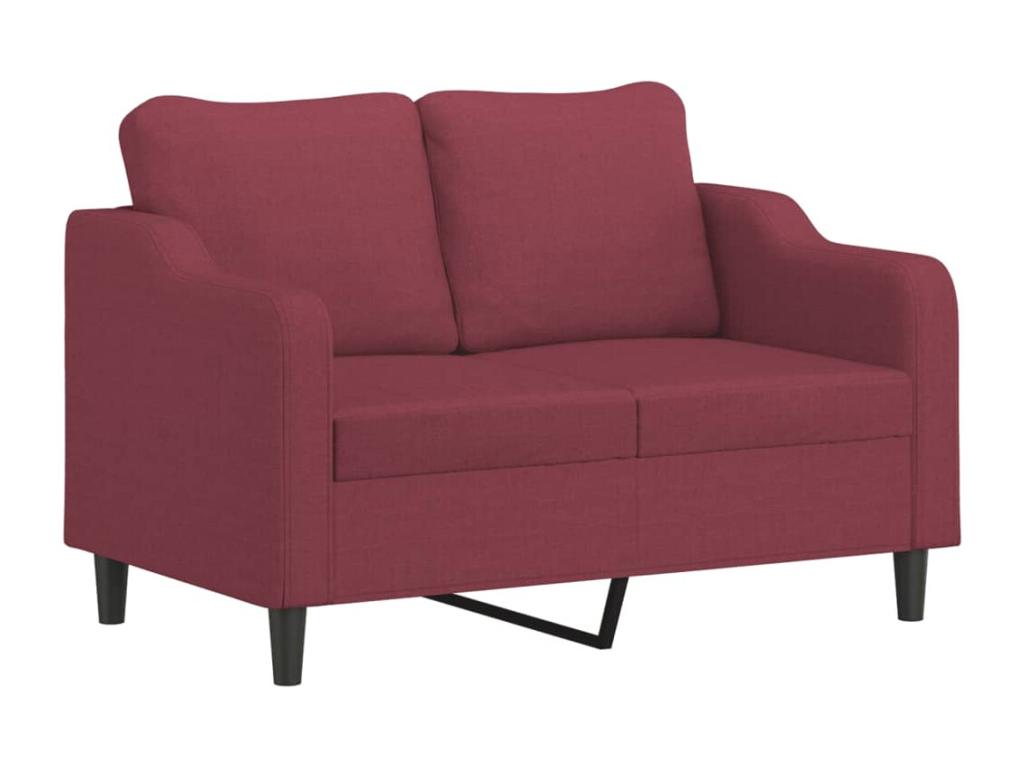 2-piece sofa set with cushions, burgundy red fabric