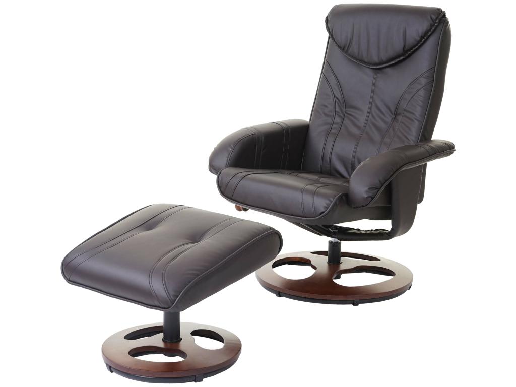 Homzora-C46 Relaxing Armchair, Homzora TV Chair with Faux Leather Footstool - Brown