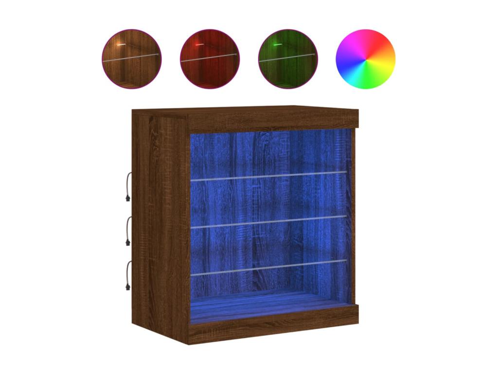 Buffet with Homzoraères LED lights, brown oak, 60.5x37x67 cm