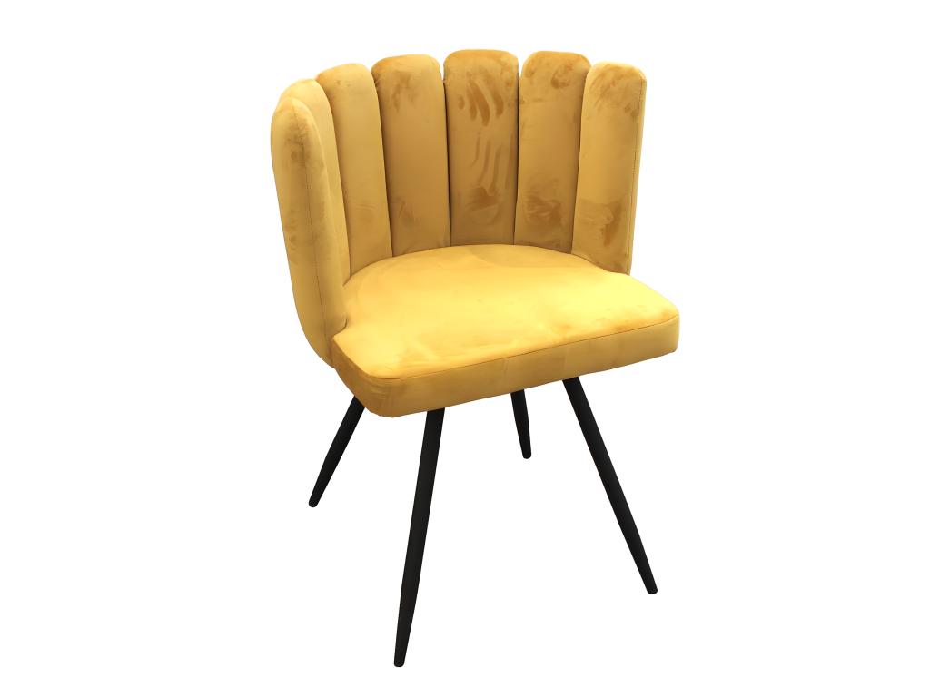 Homzora - Set of 6 Yellow Velvet Chairs