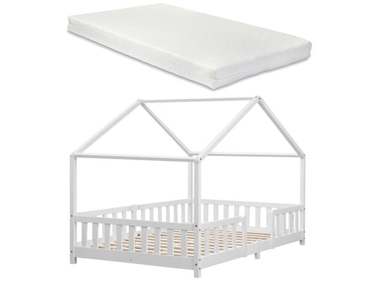 Meubiana Children's House-Shaped Bed with Cold Foam Mattress 200x120 cm White