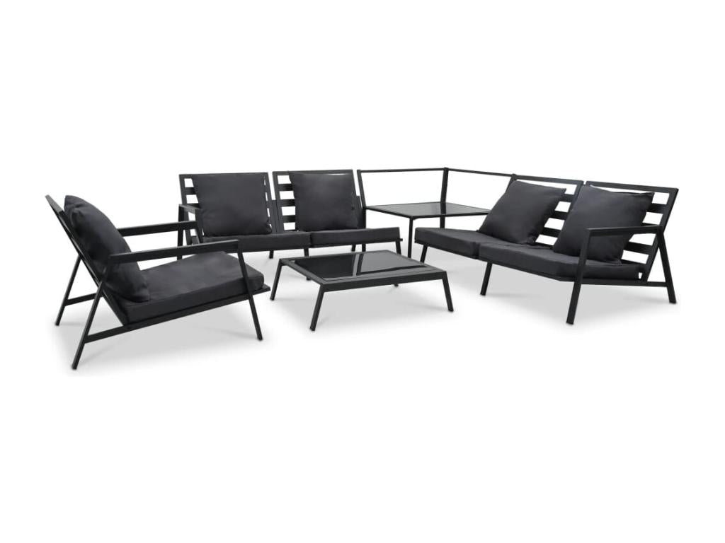 5-piece garden furniture set with cushions, dark grey aluminum