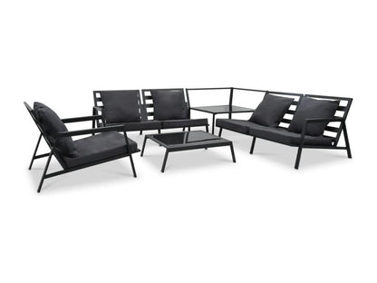 5-piece garden furniture set with cushions, dark grey aluminum