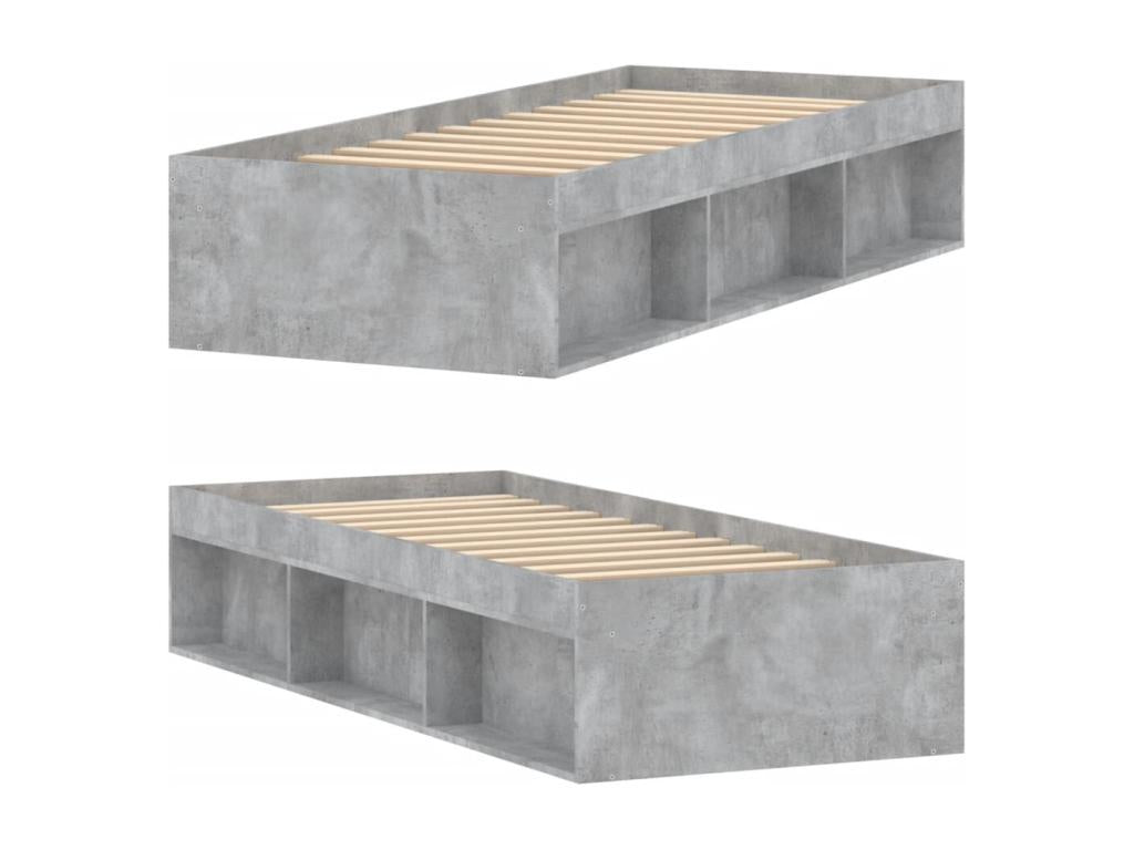 Bed frame without mattress concrete gray 75x190 cm
