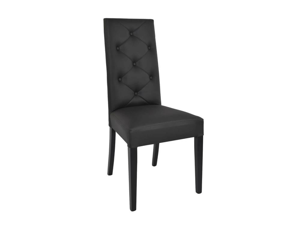 Meubiana - Set of 4 Black Faux Leather Chairs with Lacquered Legs